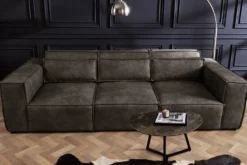 Design 3-Sitzer Sofa BOSSA NOVA 260cm antik dunkelgrau Microfaser Couch Wohnzimmer