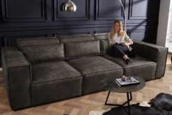 Design 3-Sitzer Sofa BOSSA NOVA 260cm antik dunkelgrau Microfaser Couch Wohnzimmer