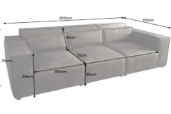 Design 3-Sitzer Sofa BOSSA NOVA 260cm antik dunkelgrau Microfaser Couch Wohnzimmer
