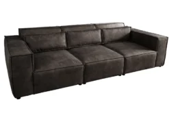 Design 3-Sitzer Sofa BOSSA NOVA 260cm antik dunkelgrau Microfaser Couch Wohnzimmer