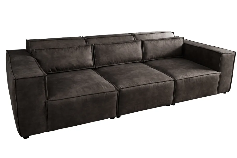 Design 3-Sitzer Sofa BOSSA NOVA 260cm antik dunkelgrau Microfaser Couch Wohnzimmer