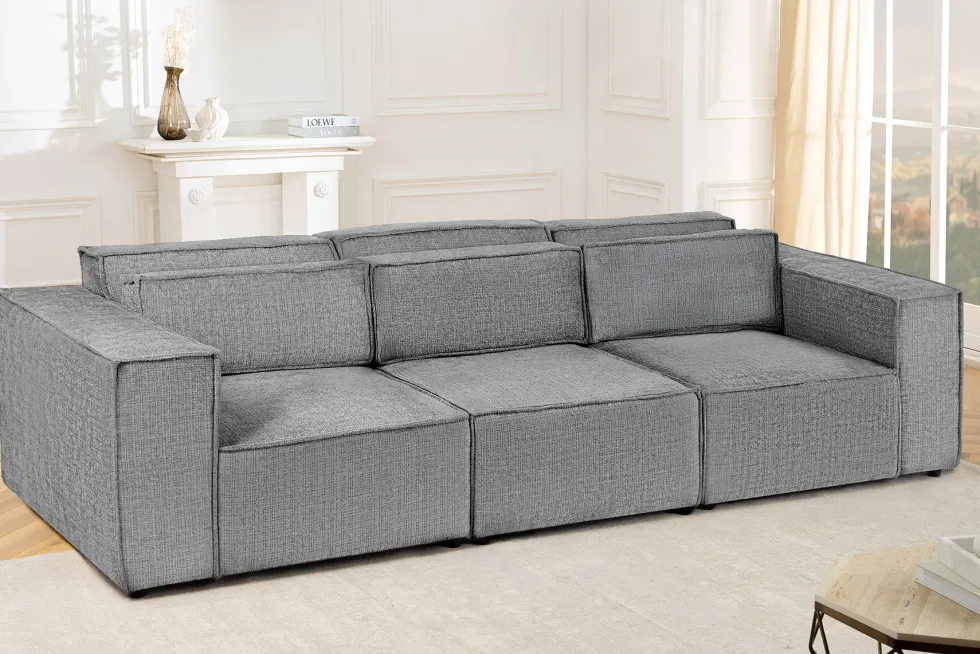 Design 3-Sitzer Sofa BOSSA NOVA 260cm grau Chenille XXL-Couch