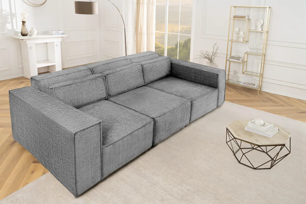 Design 3-Sitzer Sofa BOSSA NOVA 260cm grau Chenille XXL-Couch