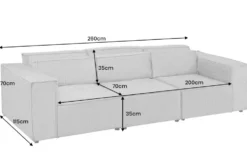 Design 3-Sitzer Sofa BOSSA NOVA 260cm grau Chenille XXL-Couch