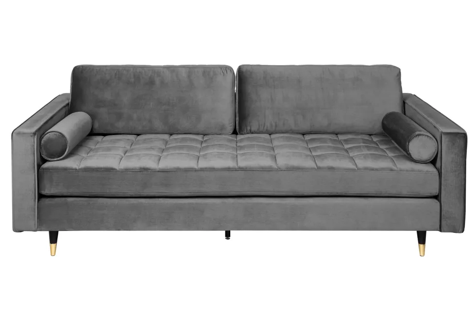 Design 3-Sitzer Sofa COZY VELVET 220cm grau Samt Federkern Lounge