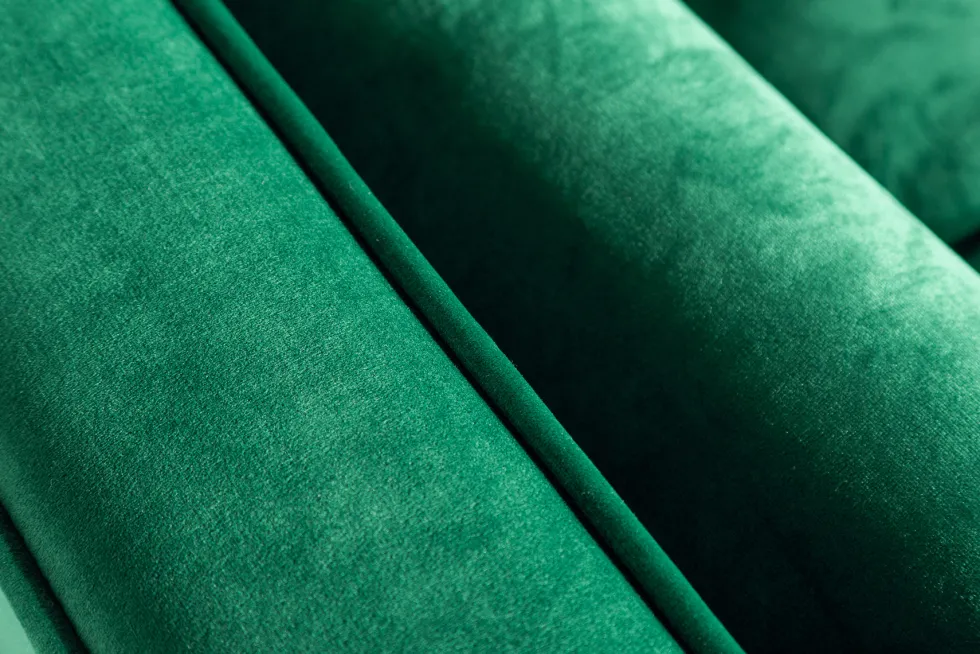 Design 3-Sitzer Sofa COZY VELVET 220cm smaragdgrün Samt Federkern Lounge
