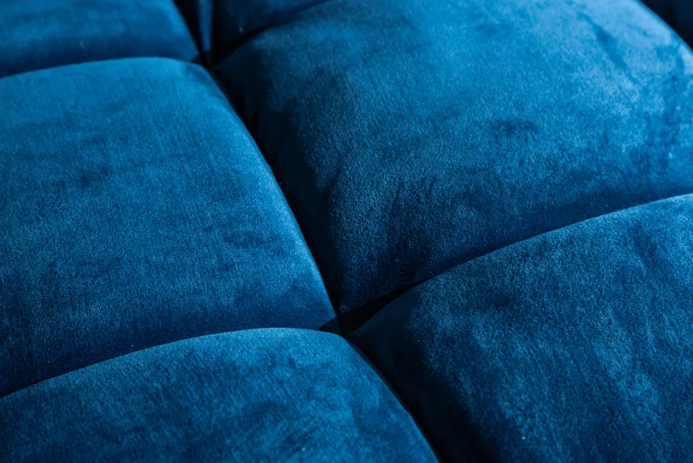 Design 3-Sitzer Sofa COZY VELVET 220cm petrol blau Samt Federkern Lounge