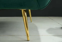 Design 2-Sitzer Sofa NOBLESSE 165cm smaragdgrün Samt Federkern goldene Metallfüße