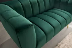 Design 2-Sitzer Sofa NOBLESSE 165cm smaragdgrün Samt Federkern goldene Metallfüße