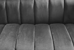 Design 2-Sitzer Sofa NOBLESSE 165cm grau Samt schwarze Metallfüße Federkern