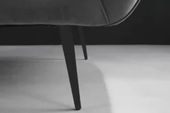 Design 2-Sitzer Sofa NOBLESSE 165cm grau Samt schwarze Metallfüße Federkern