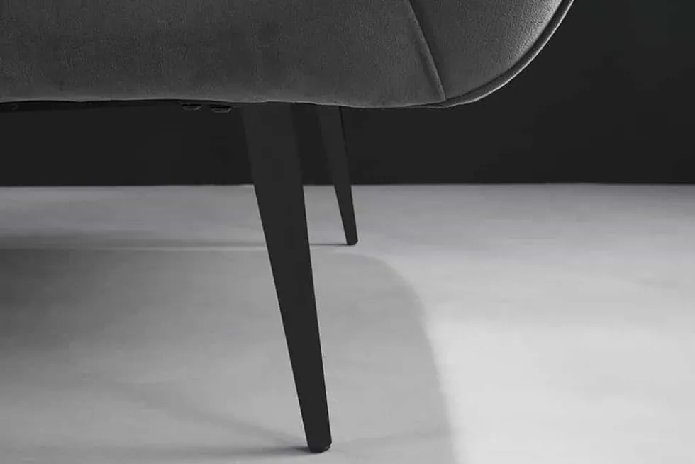 Design 2-Sitzer Sofa NOBLESSE 165cm grau Samt schwarze Metallfüße Federkern
