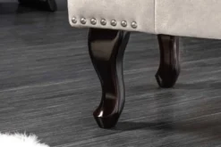 Design Sitzhocker CHESTERFIELD 80cm champagner beige Samt Knopfheftung Nietenbesatz