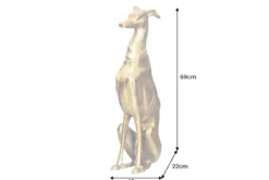 Design Skulptur GREYHOUND 70cm gold Metall Aluminium Windhund Figur