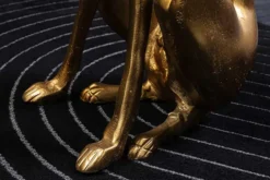 Design Skulptur GREYHOUND 70cm gold Metall Aluminium Windhund Figur