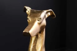 Design Skulptur GREYHOUND 70cm gold Metall Aluminium Windhund Figur