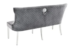 Design Sofabank CASTLE DELUXE 165cm grau Samt Löwenkopf Chesterfield Barock