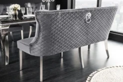 Design Sofabank CASTLE DELUXE 165cm grau Samt Löwenkopf Chesterfield Barock