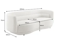 Design Sofa GATSBY 230cm beige Chenille Federkern 3-Sitzer Couch Rundum-Bezug