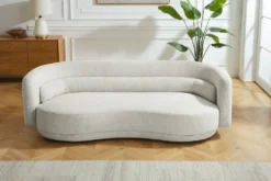 Design Sofa GATSBY 230cm beige Chenille Federkern 3-Sitzer Couch Rundum-Bezug