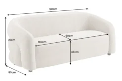 Design Sofa VOGUE 200cm beige Chenille Cremona 3-Sitzer Couch mit Nosagfederung