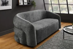 Design Sofa VOGUE 200cm grau Chenille Cremona 3-Sitzer Couch mit Nosagfederung