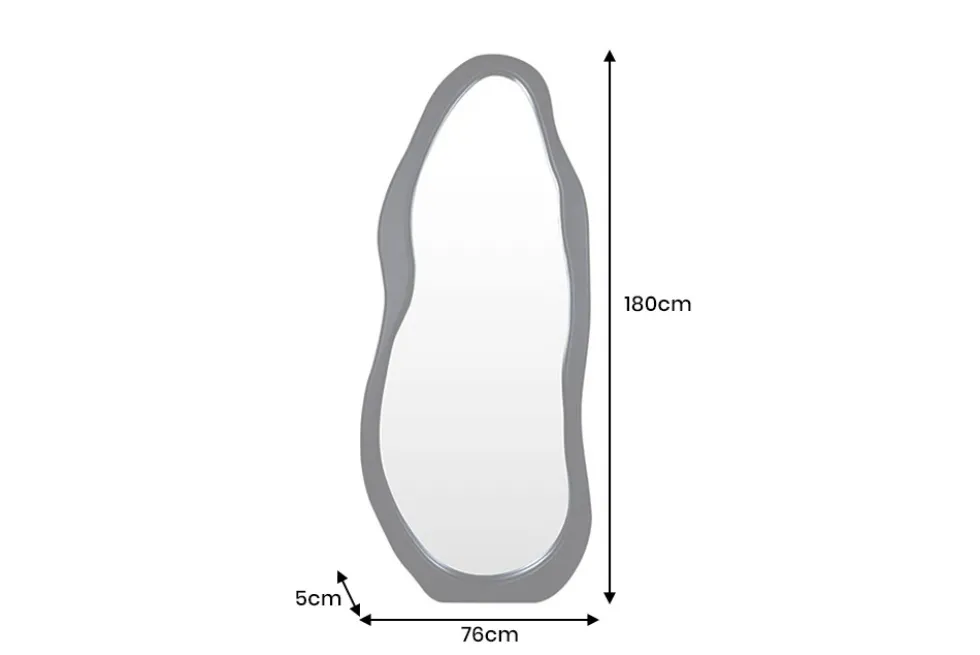 Design Spiegel ORGANIC 180cm schwarz Standspiegel Wandspiegel abgerundeter Rahmen