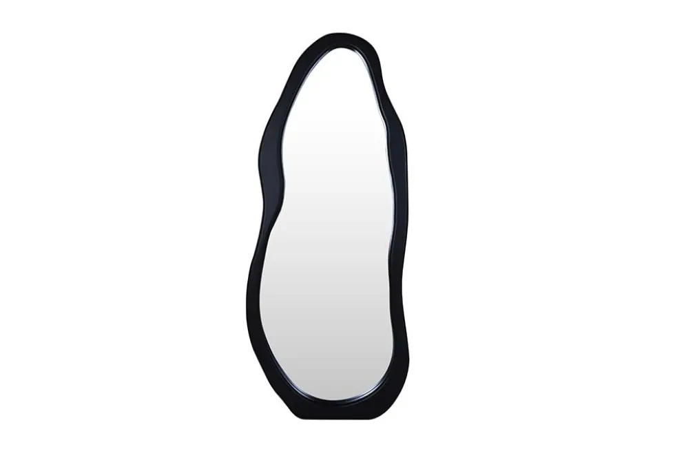 Design Spiegel ORGANIC 180cm schwarz Standspiegel Wandspiegel abgerundeter Rahmen