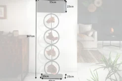 Design Stehlampe ELEMENTS 147cm schwarz Baumwollschirm Fuß mit Massivholz