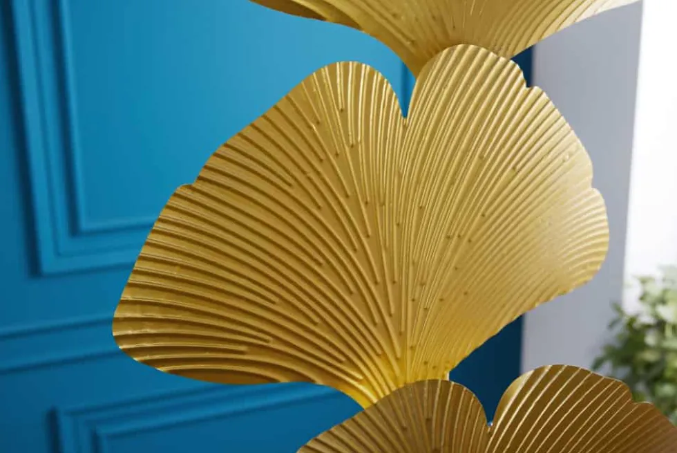 Design Stehlampe GINKGO 160cm gold Metall
