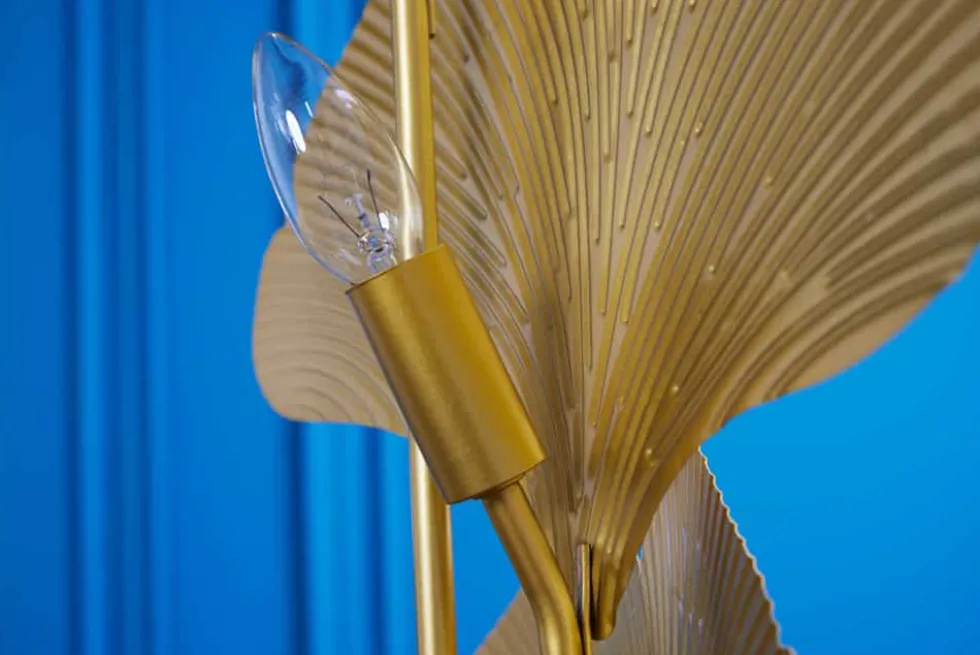 Design Stehlampe GINKGO 160cm gold Metall
