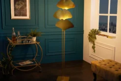 Design Stehlampe GINKGO 160cm gold Metall