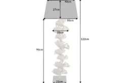 Design Stehlampe GINKGO 122cm schwarz Stoffschirm silber Metall handmade Marmor-Fuß