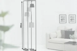 Design Stehlampe LEVELS 180cm schwarz grau 5 Leinenschirme