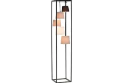 Design Stehlampe LEVELS 180cm schwarz grau 5 Leinenschirme