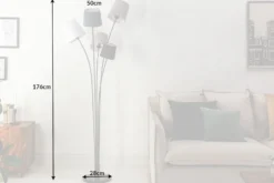 Design Stehlampe LEVELS 176cm schwarz grau mit 5 Leinenschirmen