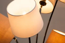 Design Stehlampe LEVELS 176cm weiß beige braun mit 5 Leinenschirmen