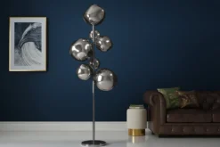 Design Stehlampe LIQUID DIAMOND 170cm smoke Glas Stahl sieben Schirme Kugelleuchte