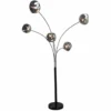 Design Stehlampe LIQUID DIAMOND 200cm schwarz smoke grau fünf Glasschirme mit Marmorfuß