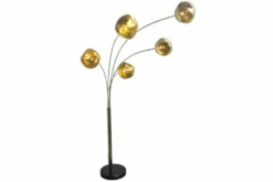 Design Stehlampe LIQUID DIAMOND 200cm gold fünf Glasschirme mit Marmorfuß