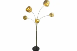 Design Stehlampe LIQUID DIAMOND 200cm gold fünf Glasschirme mit Marmorfuß