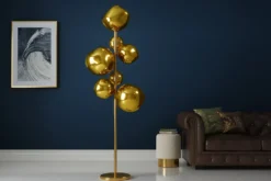 Design Stehlampe LIQUID DIAMOND 170cm gold Glas Stahl sieben Schirme Kugelleuchte