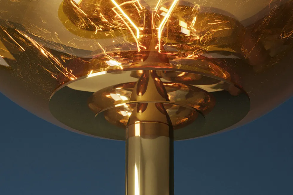 Design Stehlampe LIQUID DIAMOND 170cm gold Glas Stahl sieben Schirme Kugelleuchte