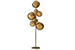 Design Stehlampe LIQUID DIAMOND 170cm gold Glas Stahl sieben Schirme Kugelleuchte