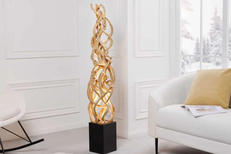 Design Stehleuchte VIGNE 150cm natur recyceltes Massivholz handmade
