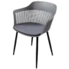 Design Stuhl AIRE grau Kunststoff Stahlgestell Indoor Outdoor inkl. Kissen