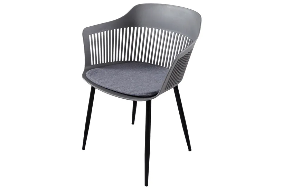 Design Stuhl AIRE grau Kunststoff Stahlgestell Indoor Outdoor inkl. Kissen