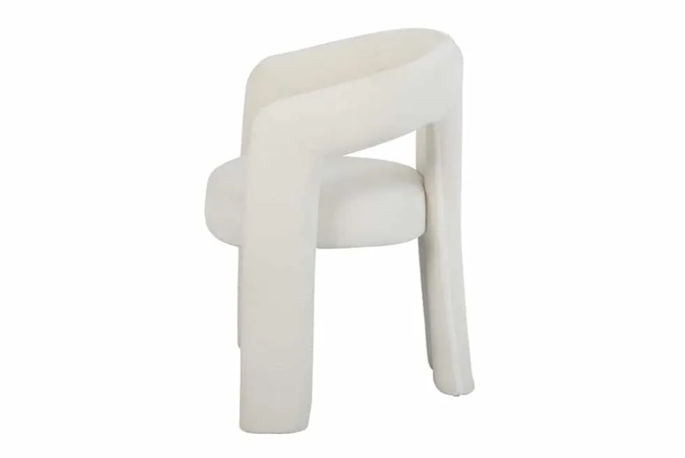 Design Stuhl ARCH creme weiß Chenille mit Armlehne Rundum-Bezug