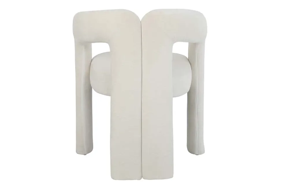 Design Stuhl ARCH creme weiß Chenille mit Armlehne Rundum-Bezug