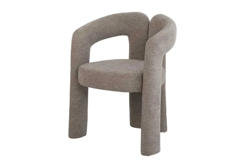 Design Stuhl ARCH greige Chenille mit Armlehne Rundum-Bezug